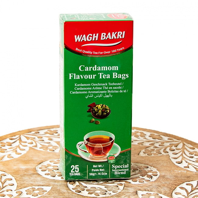 【WAGH BAKRI】カルダモン フレーバーティー ティーバッグ Cardamom Flavour Tea Bagsの写真1枚目です。パッケージ写真インドのお茶,インド,チャイ用,茶葉,CTC,茶