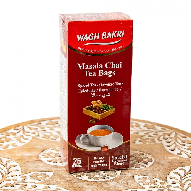 【WAGH BAKRI】マサラチャイ ティーバッグ Masala Chai Tea Bagsの写真1枚目です。パッケージ写真インドのお茶,インド,チャイ用,茶葉,CTC,茶
