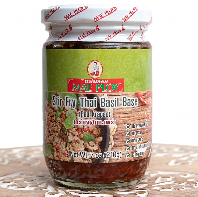 ガパオの素　タイバジルベース - STIR FRY THAI BASIL BASE(PAD KRAPAO) 210g【MAE PLOY】の写真1枚目です。みんな大好きガパオが作れるガパオの素ですガパオ、ガッパオ、タイ料理、タイ調味料、タイ料理の素、ガパオの素