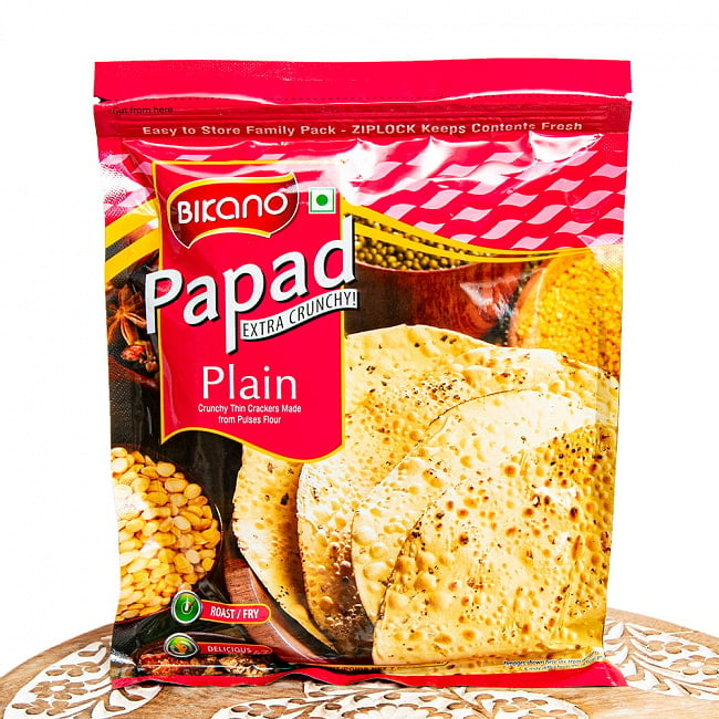 パパド プレーン インド料理定番の豆せんべい papad plain Extra Crunchy【Bikano】の写真1枚目です。パッケージパパド,Papad,インドせんべい,おつまみ