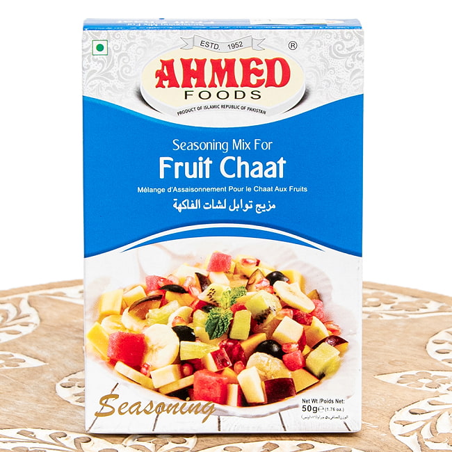 フルーツチャートマサラ-Fruit Chaat Masala【AHMED】南アジア屋台の味の写真パキスタン料理,パキスタン,スパイス ミックス,ハラル,フルーツ