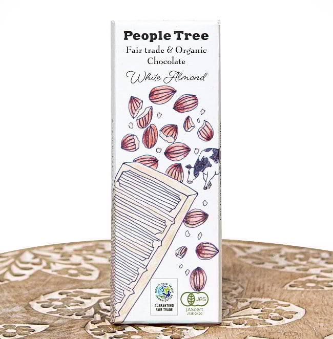 フェアトレード＆オーガニックチョコ・板チョコオーガニック ホワイト・アーモンド[40g][12個までメール便可]の写真オーガニック,有機,チョコレート,有機チョコレート,ナチュラル,フェアトレード,有機アーモンド,ビターチョコレート,スイス,People Tree,ピープルツリー