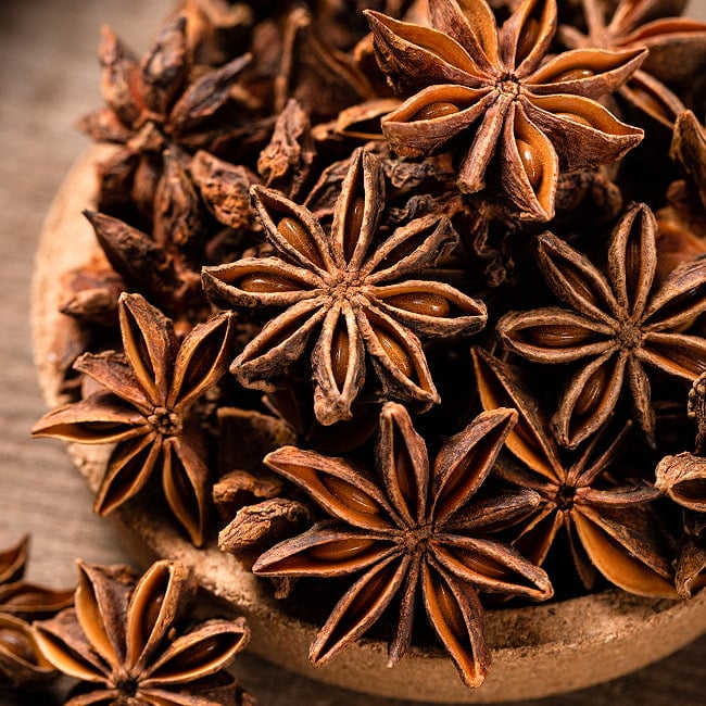 スターアニス（八角）50g - Star Aniseの写真スパイス, ハーブ, 香辛料, エスニック料理, アジア食材, カレー, 本格スパイス, スパイス料理,, スパイス初心者, 世界のスパイス,  香り豊か, 手作りカレー, インドカレー、パキスタンカレー