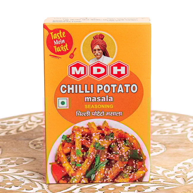 チリポテト マサラ - じゃがいもと炒めるだけ！- 100g 小サイズ 【MDH】の写真チリポテト,じゃがいも料理,インド中華,おつまみ,スパイス料理,簡単調理,炒め物,本格料理,インド料理,おうちごはん,料理初心者,調味料,アジア料理,ご飯のお供,スパイスミックス,MDH