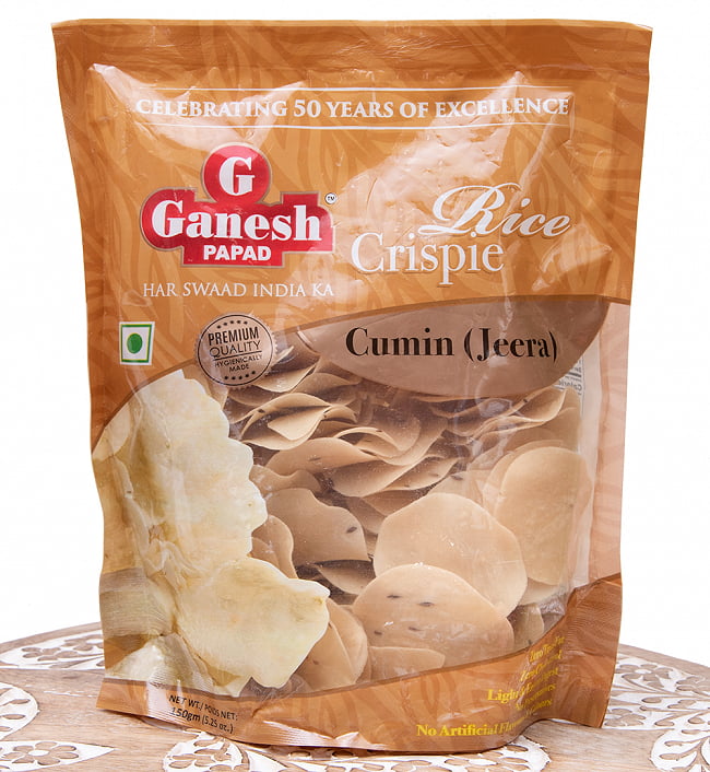 お米のミニ パパド - Rice Crispie Ganesh papad - クミン - Cuminの写真1枚目です。全体写真ですパパド,Papad,インドせんべい,インド食材,インド食品