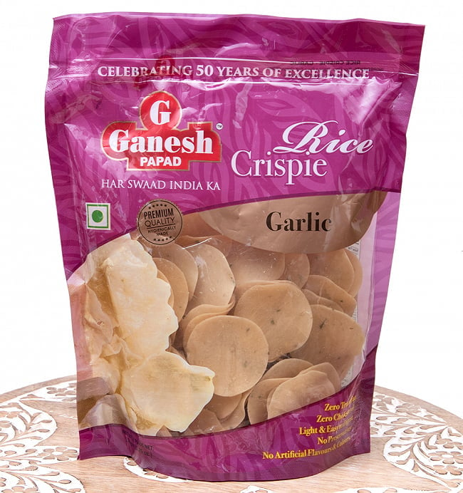 お米のミニ パパド - Rice Crispie Ganesh papad - ガーリック - Garlic 1