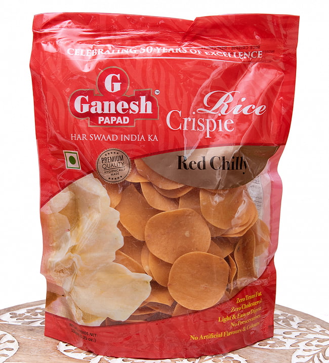 お米のミニ パパド - Rice Crispie Ganesh papad - 赤唐辛子 - Red Chillyの写真1枚目です。全体写真ですパパド,Papad,インドせんべい,インド食材,インド食品