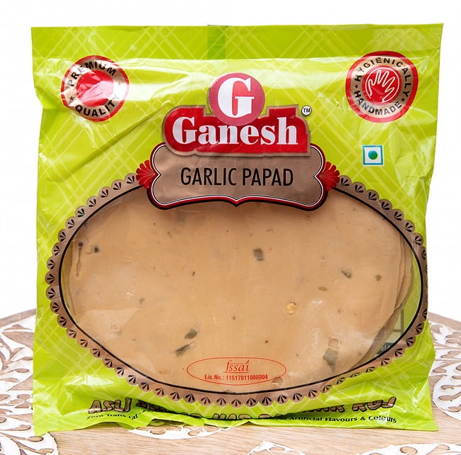 ガーリック パパド - GARLIC PAPAD - 200g【Ganesh】の写真1枚目です。全体写真ですパパド,Papad,インドせんべい,インド食材,インド食品