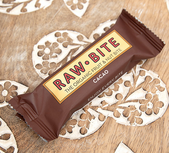 有機フルーツ バー - RAW BITE 50g -CACAO - カカオの写真フルーツバー,ALISHAN,オーガニック,有機食品