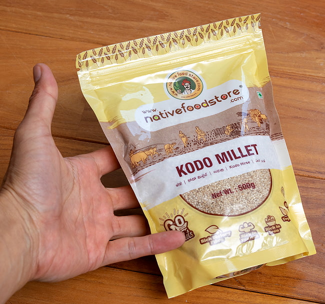 栄養価の高いインドの雑穀 コド ミレット - コドキビ - KODO MILLET 【500g】 4 - サイズ比較のために手に持ってみました