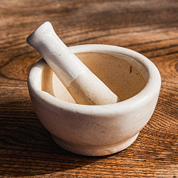 手作りのミニスパイスグラインダー バラナシ 陶器製 直径8.5cm程度 乳鉢 - サブ4