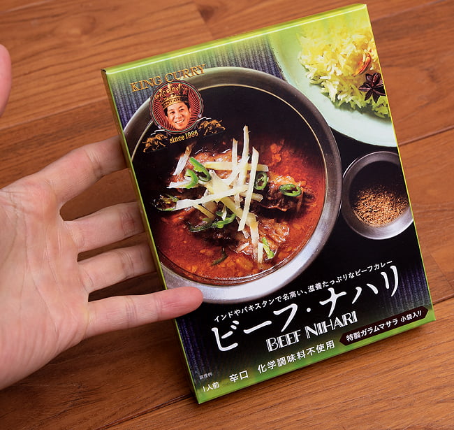 【送料無料・8個セット】ビーフナハリ - BEEF NIHARI[KING CURRY] 2点までメール便可 6 - サイズ比較のために手に持ってみました