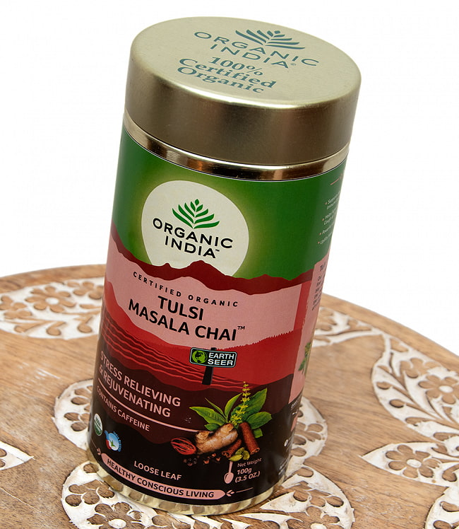 【送料無料・4個セット】トゥルシーティ　 マサラチャイ MASALA CHAI(100g) 【Organic India】 3 - 斜めから撮影しました