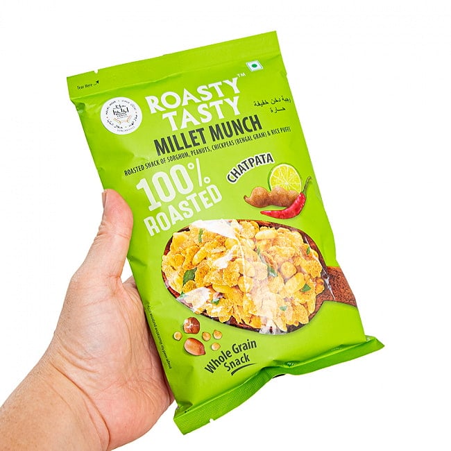 【15個セット】酸味と辛味の雑穀スナック ローストミレット ムンチ チャトパタフレーバー  Roasted Millet Munch Chatpatai【ROASTY TASTY】 5 - たっぷり150g