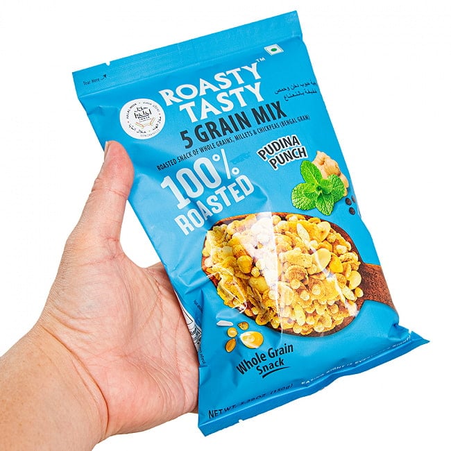 【15個セット】ミントと生姜の5種雑穀ローストスナック ミントジンジャー  Roasted 5 Grain Mix Pudina Punch【ROASTY TASTY】 5 - たっぷり150g