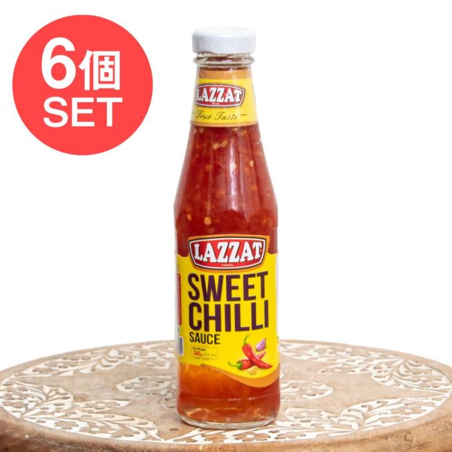 【6個セット】甘辛スイートチリソース - Sweet Chilli Sauce 380g - 【LAZZAT】の写真セット,スイートチリソース,甘辛ソース,エスニック調味料,アジアンソース,ディップソース,揚げ物ソース,春巻きソース,万能ソース,南アジア料理,LAZZAT,チキン料理