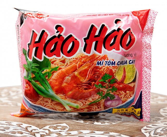 【3個セット】さわやかな酸味の旨辛えびだし味 インスタント麺 - Hao Hao Tom Chua Cay 2 - 全体写真です。