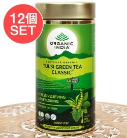 【送料無料・12個セット】トゥルシーティ　 グリンティークラシック 缶入り茶葉 TULSI GREEN TEA CLASSIC(100g)  【Organic India】の数割選択写真