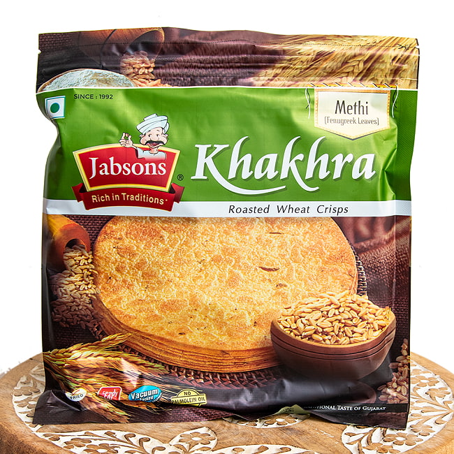 【24個セット】カークラ メティ - インド 薄せんべい Khakhra Methi 180g 【Jobsons】 2 - インド風せんべいの登場です。ぜひ、食べてみてください!!おすすめです。