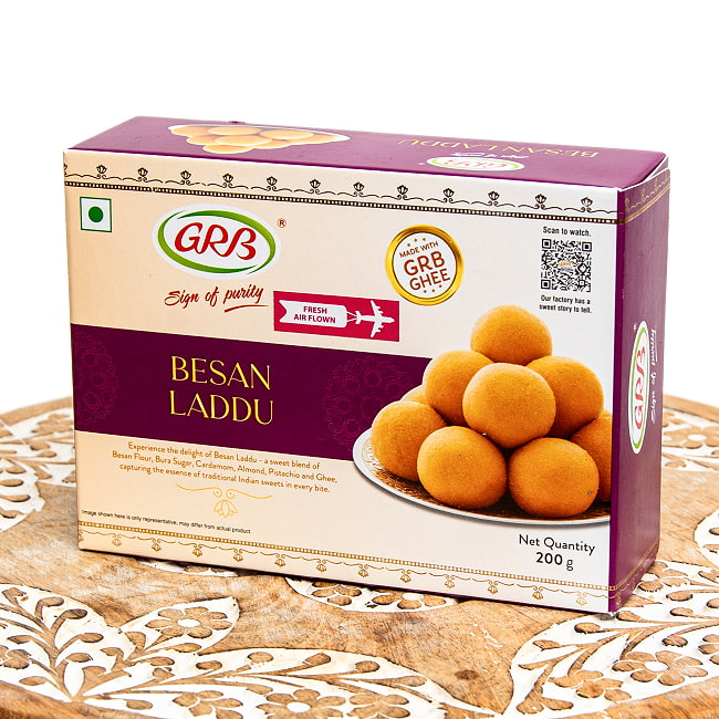 【3個セット】インドのお菓子 ベサンラドゥ 200g - ひよこ豆粉とギーのインド伝統菓子 2 - 表面です。