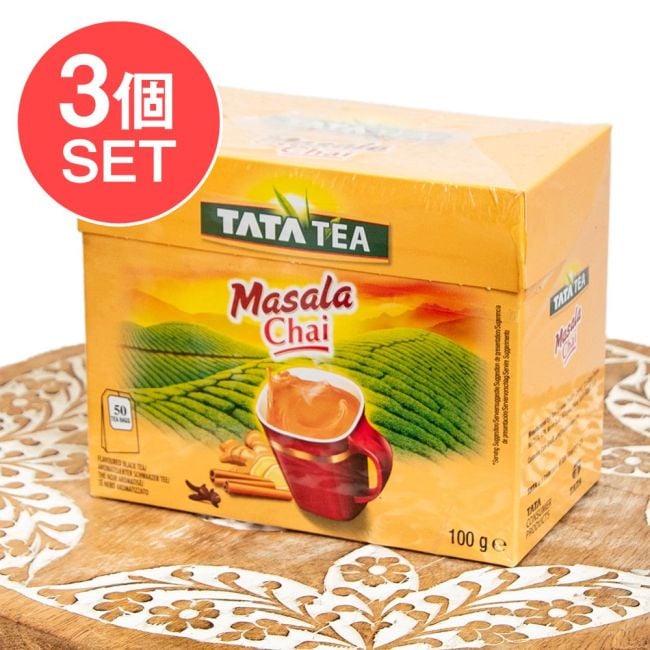 【3個セット】マサラチャイ TATA TEA MASALA ティーバッグ50包の写真セット,インドのお茶,チャイ用,茶葉,CTC