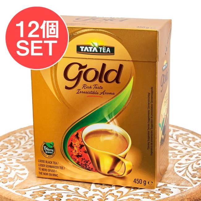 【12個セット】タタティー ゴールド TATA TEA GOLD 450g 約150杯分の写真セット,インドのお茶,チャイ用,茶葉,CTC