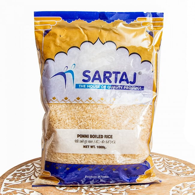 【3個セット】ポンニライス 1kg 南インドのミールスに使われる短粒米 PONNI BOILED RICE 3 - パッケージ写真
