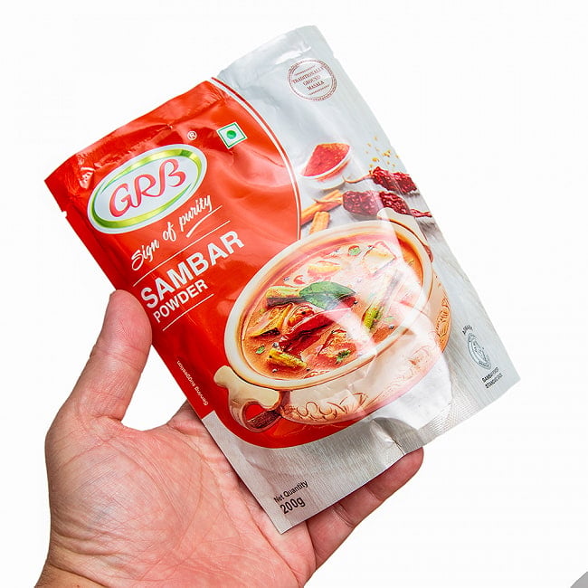 【6個セット】サンバル パウダー 南インドの豆野菜スープ「サンバル」が作れるスパイスミックス【GRB】 SAMBAR POWDER 200G 5 - これくらいのサイズ感です。