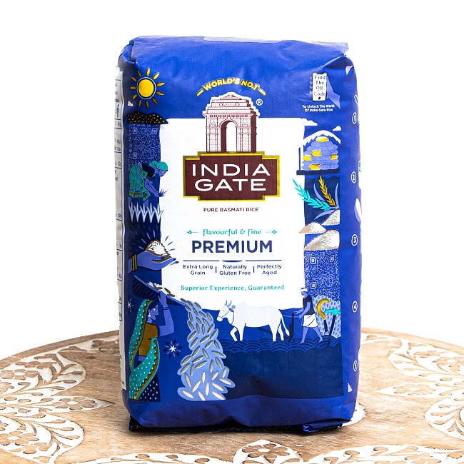 【送料無料・4個セット】インド産 バスマティライス INDIA GATE BASMATI RICE PREMIUM【1Kg】 2 - ※輸入商品の特性上、パッケージデザインは予告なく変更となる場合がございますので、あらかじめご了承ください。高級バスマティライス1kgパックです。バスマティライスは、古いほうが高級で高いのです。香りや歯ごたえが良く、パラパラになりやすいのだとか・・・