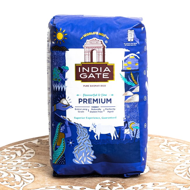 【送料無料・8個セット】インド産 バスマティライス INDIA GATE BASMATI RICE PREMIUM【1Kg】 2 - ※輸入商品の特性上、パッケージデザインは予告なく変更となる場合がございますので、あらかじめご了承ください。高級バスマティライス1kgパックです。バスマティライスは、古いほうが高級で高いのです。香りや歯ごたえが良く、パラパラになりやすいのだとか・・・
