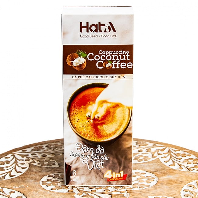 【3個セット】【インスタント】「ハット アー」カプチーノ・ココナッツコーヒー(18g x 6袋) 2 - アジアンなベトナムコーヒーがインスタントで楽しめます。