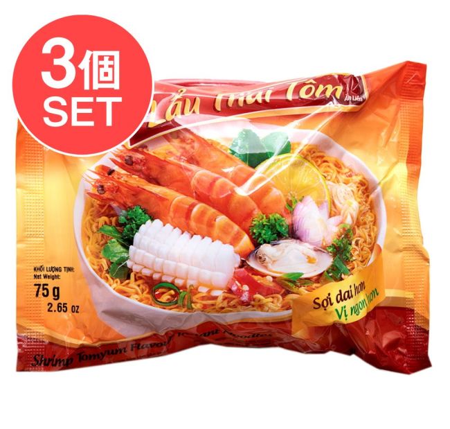 【3個セット】ミリケット ラウ タイ トム - LAU THAI TOM 海老トムヤム風 インスタントヌードル 75gの写真