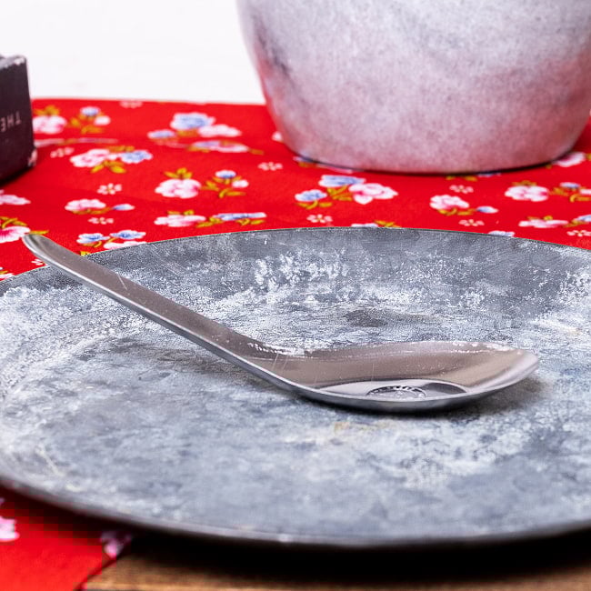 【3個セット】ベトナムのしまうまマーク付き　屋台のレンゲ　スプーン 3 - 横からの写真です