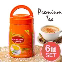 【6個セット】チャイ用紅茶　CTC茶葉　プレミアムティー Premium Tea 225g 大ボトル【WAGH BAKRI/ワグバクリ】の画像