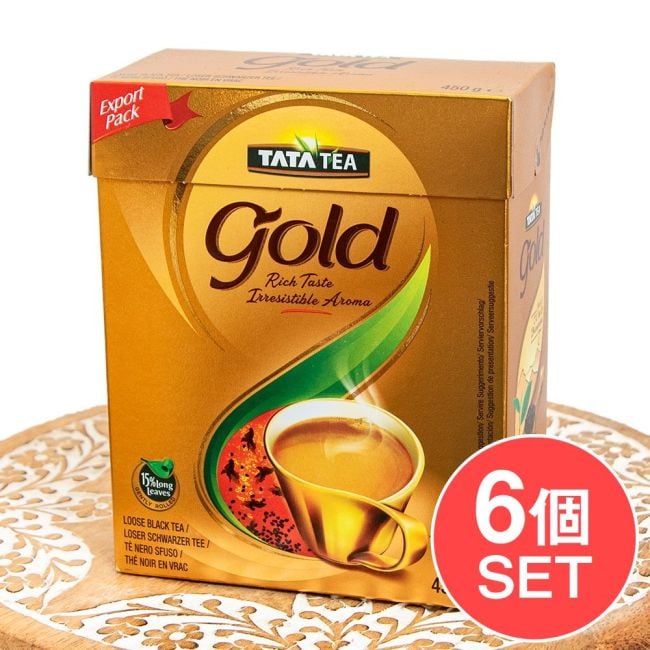 【6個セット】タタティー ゴールド TATA TEA GOLD 450g 約150杯分の写真セット,インドのお茶,チャイ用,茶葉,CTC