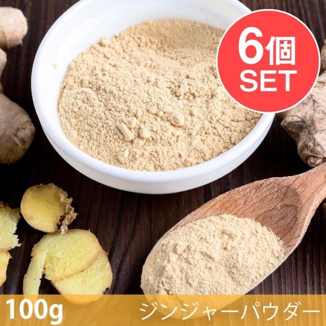 【6個セット】【100g】ジンジャーパウダー - Ginger Powderの写真セット,ジンジャーパウダー,Ginger Powder,スパイス, ハーブ, 香辛料, エスニック料理, アジア食材, カレー, 本格スパイス, スパイス料理, スパイス初心者, 世界のスパイス,  香り豊か, 手作りカレー, インドカレー,パキスタンカレー