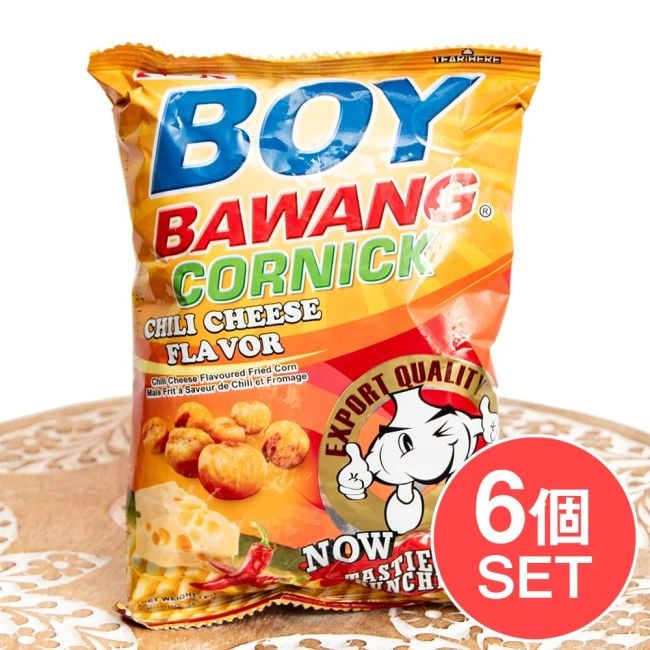 【6個セット】フライドコーンスナック チリチーズフレーバー90g 【ボーイバワン】 の写真セット,BOYBAWANG, ボーイバワン, チリチーズ味, フライドコーン, ピリ辛スナック, チーズ好き必見, やみつき食感, アジアンおやつ, おつまみに最強