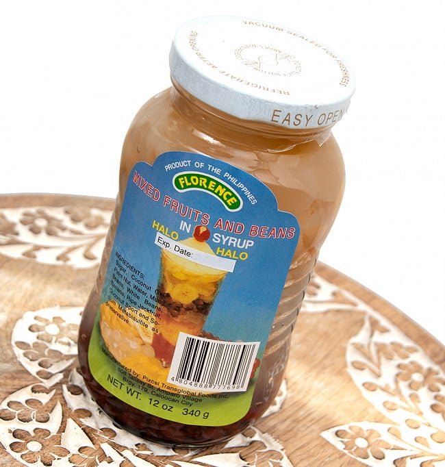 【6個セット】フィリピンのスイーツ ハロハロ(HALO HALO)の素 - ミックスフルーツのシロップ漬け[340g] 3 - 斜めから撮影しました