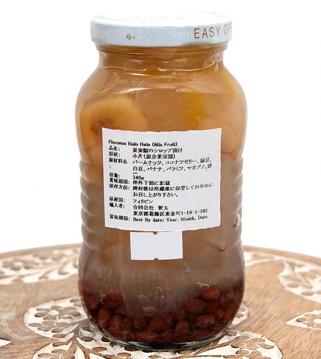 【6個セット】フィリピンのスイーツ ハロハロ(HALO HALO)の素 - ミックスフルーツのシロップ漬け[340g] 4 - 裏面の成分表示です