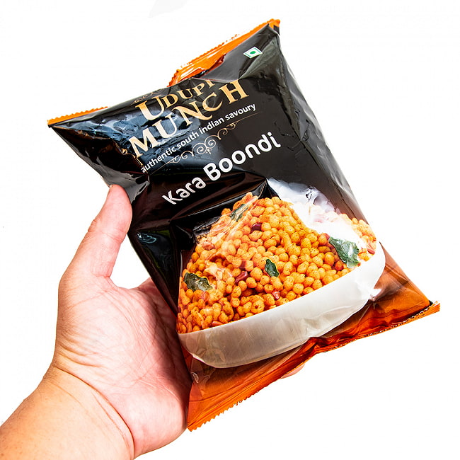 【6個セット】【Udupi Munch】南インドの揚げ玉スナック Kara Boondi 150g 4 - これくらいのサイズ感です。
