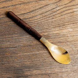 【6個セット】水牛の角と木のスプーン　キャトルホーン　美しいべっ甲模様[約15.5cm×2.5cm] - サブ3