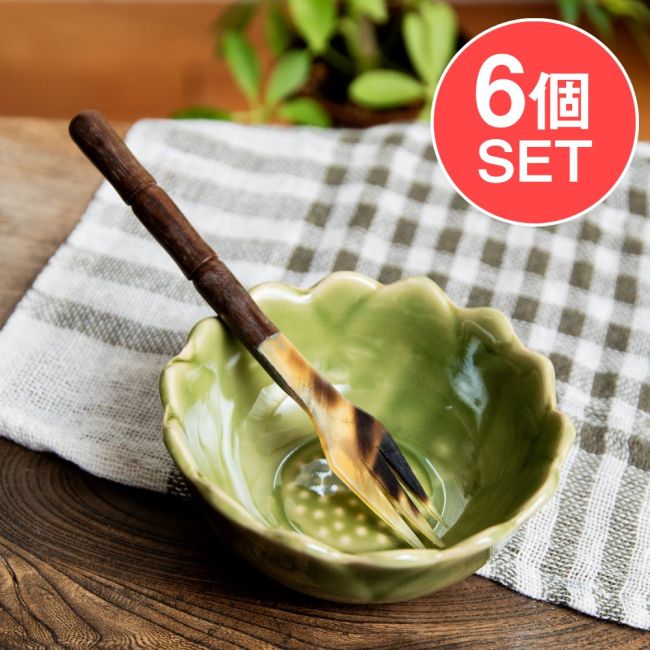 【6個セット】水牛の角と木のフォーク　キャトルホーン　美しいべっ甲模様[約15cm×2.5cm]の写真セット,食器,アジア 食器,水牛,キャトルホーン,べっ甲柄,カトラリー,バリ雑貨,フォーク,テーブルウェア,軽量