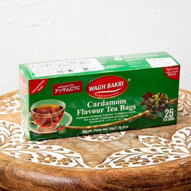 【3個セット】【WAGH BAKRI】カルダモン フレーバーティー ティーバッグ Cardamom Flavour Tea Bags 3 - 裏面