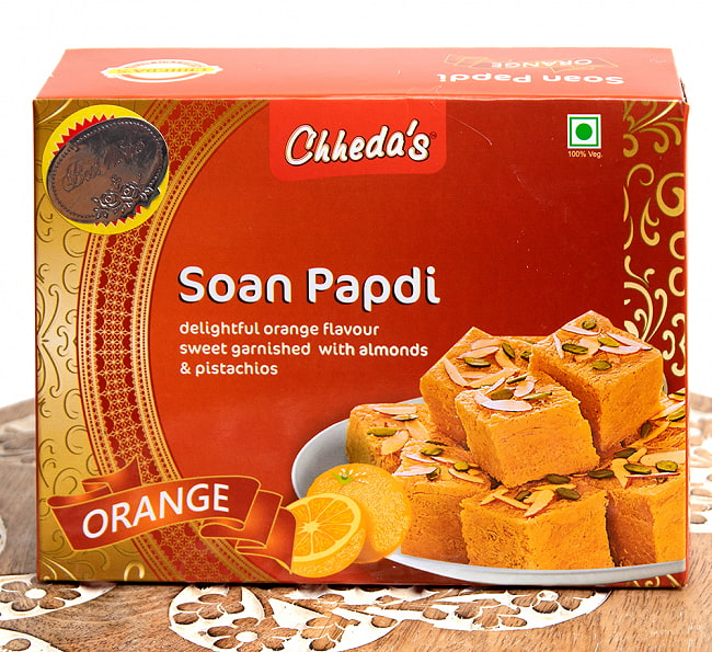 【6個セット】インドのお菓子  ソーン パブディ オレンジ味 - SOAN PAPDI ORANGE[Cheeda 2 - 正面から撮影しました