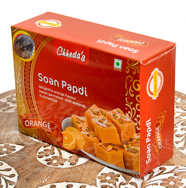 【6個セット】インドのお菓子  ソーン パブディ オレンジ味 - SOAN PAPDI ORANGE[Cheeda 3 - 斜めから撮影しました