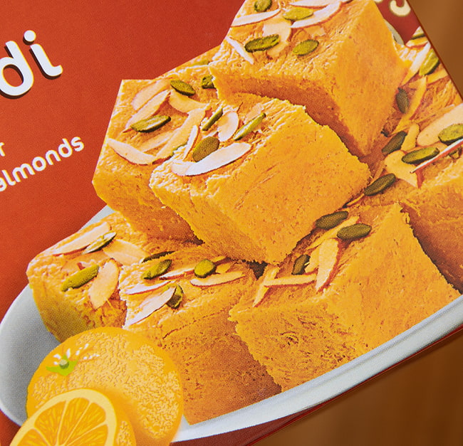【6個セット】インドのお菓子  ソーン パブディ オレンジ味 - SOAN PAPDI ORANGE[Cheeda 6 - パッケージのアップです