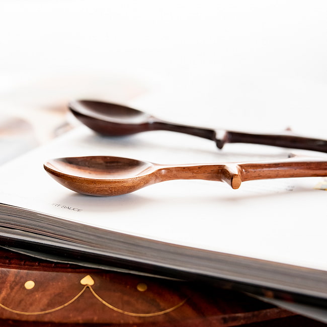 【4個セット】ベトナムの枝デザイン ウッドスプーン 20cm 7 - 側面からの様子です。