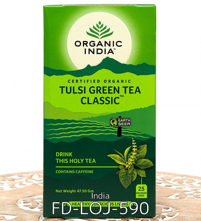 【自由に選べる3個セット】トゥルシーティ　Tulsi Original  (25包) 【Organic India】 7 - 有機トゥルシーティ　 グリンティー クラッシック GREEN TEA CLASSIC(25包) 【Organic India】(FD-LOJ-590)の写真です