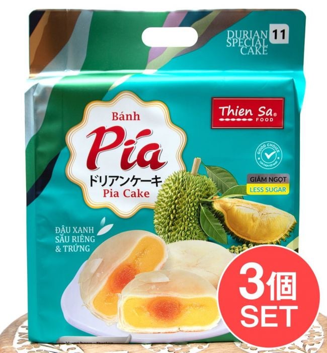 【3個セット】ドリアンケーキ(塩漬卵入り）400g　MUNG BEAN FRESH DURIANの写真セット,ベトナム,お菓子,ドリアン,ケーキ