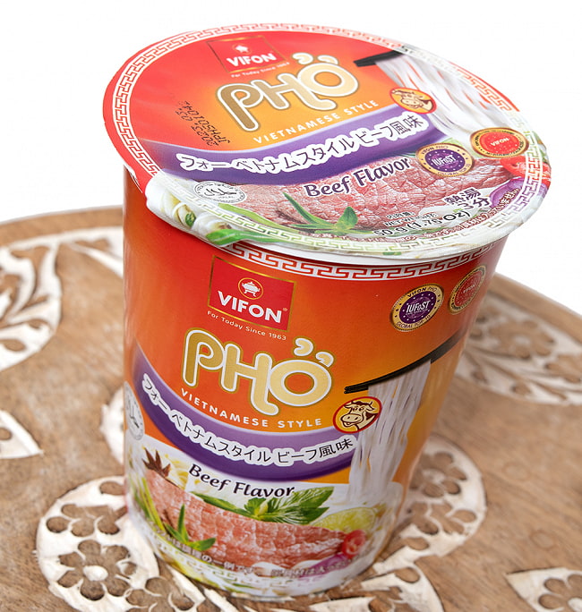 【6個セット】フォー ベトナムスタイル インスタント カップ麺 【VIFON】ビーフ風味 3 - カップの蓋面です。本場ベトナムの風味とあります。